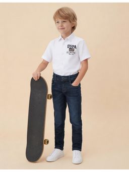 U.S. POLO ASSN. - Blue Boys Whiskered Slim Fit Jeans