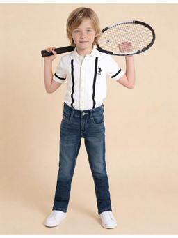 U.S. POLO ASSN. - Blue Boys Whiskered Slim Fit Jeans