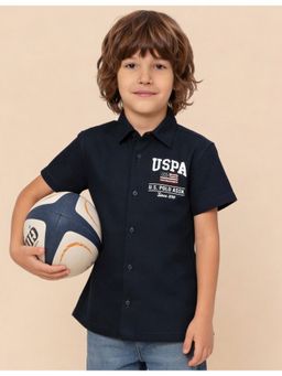 U.S. POLO ASSN. - Navy Blue Boys Brand Appliqued Embroidered Shirt
