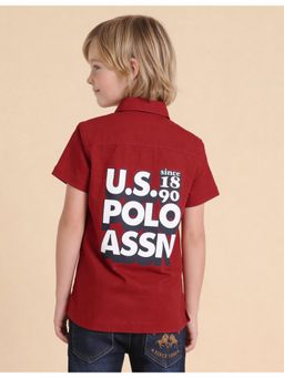 U.S. POLO ASSN. - Red Boys Brand Printed Regular Fit Shirt