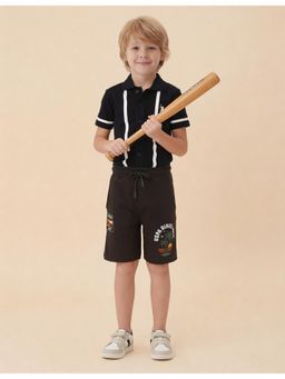 U.S. POLO ASSN. - Brown Boys Graphic Brand Embroidered Shorts