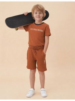 U.S. POLO ASSN. - Rust Boys Textured Regular Fit Shorts