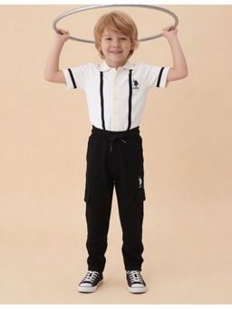 U.S. POLO ASSN. - Black Boys Mid Rise Solid Joggers