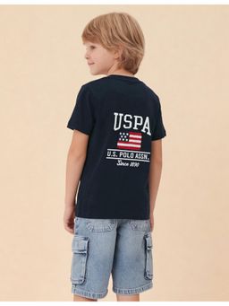 U.S. POLO ASSN. - Navy Blue Boys Brand Embroidered Regular Fit T-Shirt