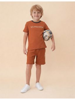 U.S. POLO ASSN. - Rust Boys Brand Embroidered Regular Fit T-Shirt
