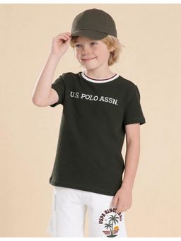 U.S. POLO ASSN. - Green Boys Brand Embroidered Regular Fit T-Shirt