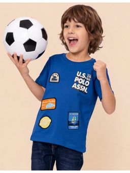 U.S. POLO ASSN. - Blue Boys Graphic Printed Regular Fit T-Shirt