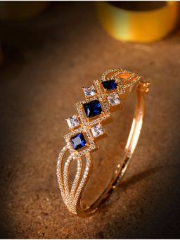 Saraf RS Jewellery - Gold plated Blue American Diamond handcrafted stylish Bracelet for Women & Girls (Onesize)