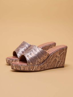 ERIDANI - Rose Gold Ashley Printed Slip-On Wedges