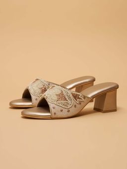 ERIDANI - Zaire Gold Embroidered Heels