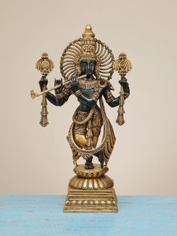 Ekaa Handicrafts - Lord Krishna Statue In Brass For Home Temple Décor