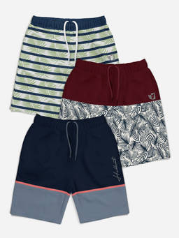 HELLCAT - Boys Multi-Color Printed Trendy Shorts (Pack of 3)