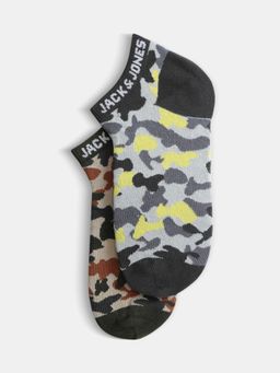 Jack & Jones - Mens Camouflage Cotton Blend Multicolor Ankle Length Socks (Pack of 2)