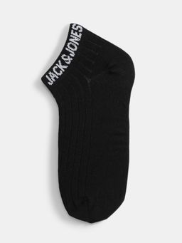Jack & Jones - Mens Solid Cotton Blend Black Ankle Length Socks (Pack of 5)
