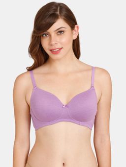 Zivame - Rosaline Padded Non-Wired 34th Coverage T-Shirt Bra - Bellflower-Purple