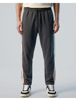 Nobero - Men Grey Globetrotter Straight Fit Track Pants