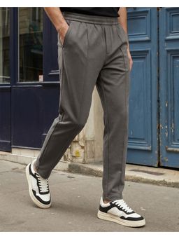 Nobero - Men Grey Straight Fit Interlock Jogger