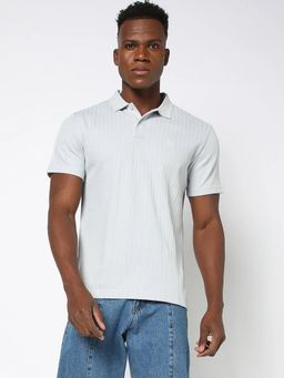 GAP - Men Textured Slim Fit Grey Polo T-Shirt