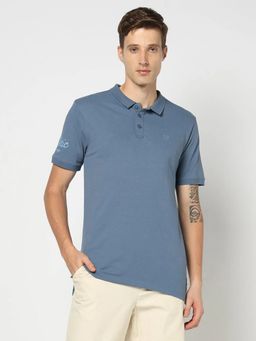 GAP - Men's Solid Slim Blue Polo T-Shirt