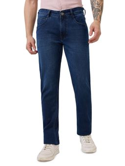 Parx - Dark Blue Cotton Blend Tapered Fit Jeans