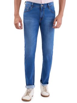 Parx - Medium Blue Cotton Blend Tapered Fit Jeans