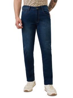 Parx - Mens Dark Blue Cotton Tapered Fit Jeans