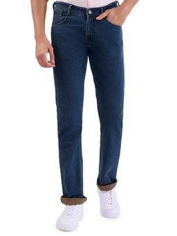 Parx - Dark Blue Mens Cotton Blend Tapered Fit Jeans