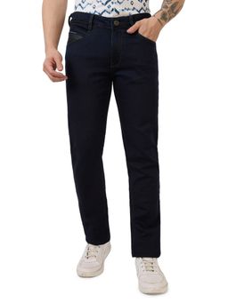 Parx - Fancy Blue Cotton Blend Tapered Fit Jeans
