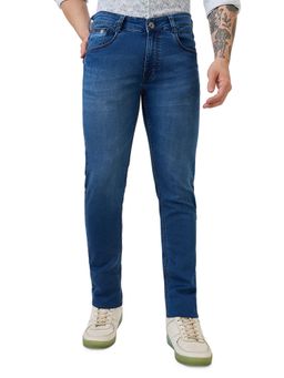 Parx - Dark Blue Cotton Tapered Fit Jeans