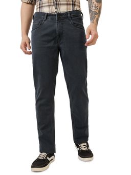 Parx - Dark Grey Cotton Blend Tapered Fit Jeans
