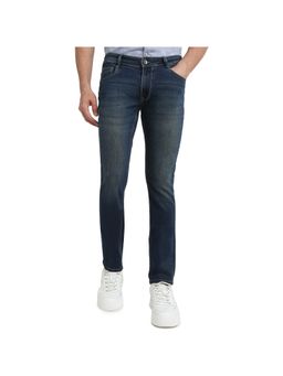 Parx - Tapered Fit Dark Blue Cotton Blend Jeans