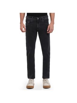 Parx - Tapered Fit Woven Design Black Jeans