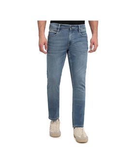 Parx - Tapered Fit Woven Design Medium Blue Jeans