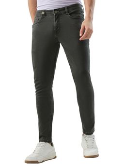 Parx - Slim Tapered Fit Solid Dark Green Jeans