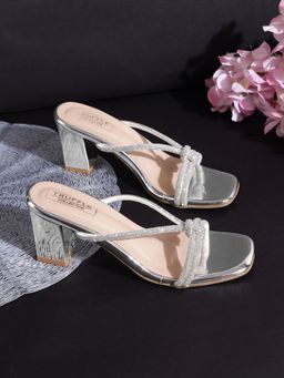 Truffle Collection - Silver Embellished Heels