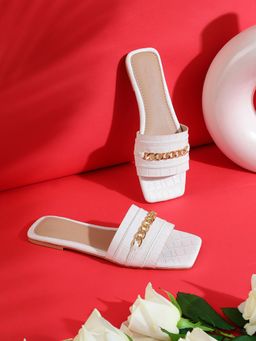 Truffle Collection - White Embellished Flats