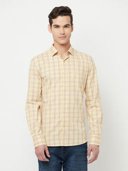 CRIMSOUNE CLUB - Men Yellow Checked Shirt