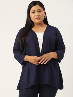 theRebelinme - Womens Navy Blue Solid Color Regular Top