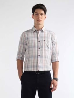 Arrow Sports - Arrow Sport Men'S Original Grid Tattersall Checked Shirt-Beige