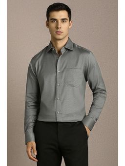 Louis Philippe - Men Grey Textured Full Sleeves Formal Shirt