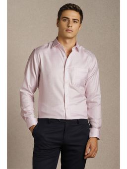 Louis Philippe - Men Pink Textured Full Sleeves Formal Shirt