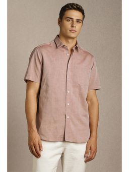 Louis Philippe - Men Pink Solid Half Sleeves Formal Shirt