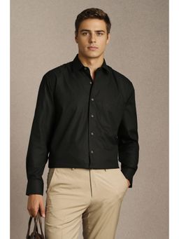 Louis Philippe - Men Black Textured Full Sleeves Formal Shirt
