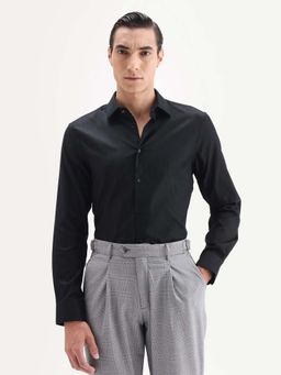 Rare Rabbit - A Signature Self Stripe Smart Shirt-Black