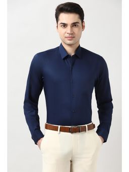 Peter England - Men Navy Blue Slim Fit Full Sleeves Formal Shirt