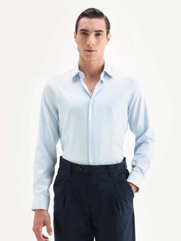 Rare Rabbit - Men'S Socs Blue Cotton Fabric Full Sleeve Regular Fit Plain Shirt