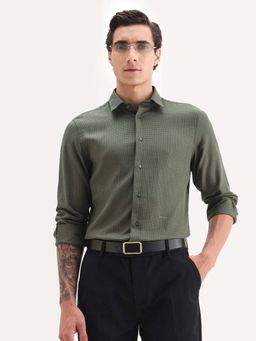 Rare Rabbit - Men'S Zail Green Spread Collar Regular Fit Shirt