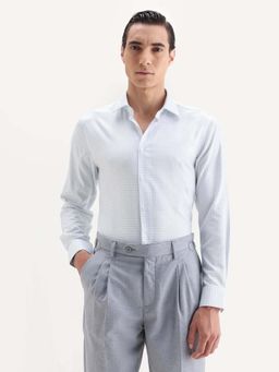 Rare Rabbit - Men'S Zemp White Cotton Fabric Full Sleeve Regular Fit Checked Shirt