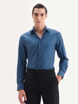 Rare Rabbit - Men'S Zint Navy Blue Cotton Fabric Full Sleeve Regular Fit Plain Shirt