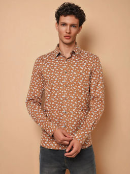CRIMSOUNE CLUB - Men Brown Floral Printed Shirt
